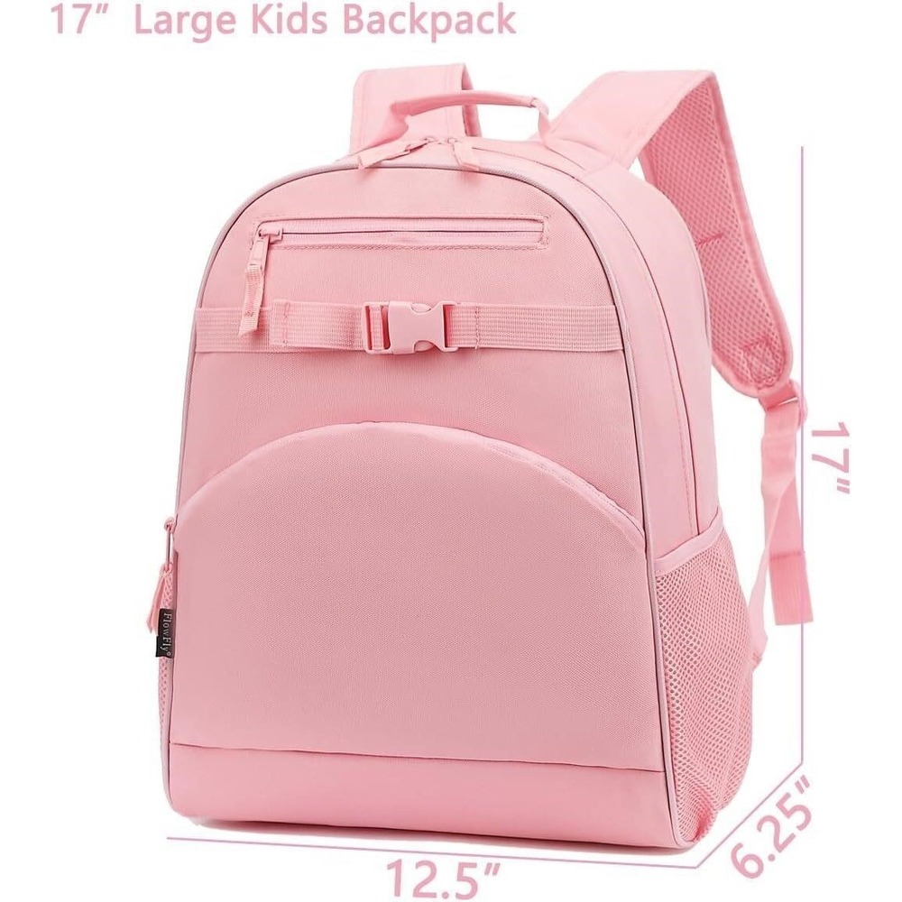 FlowFly Kids Large Backpack for Girls with Carrier Handle Shoulder Straps Pink